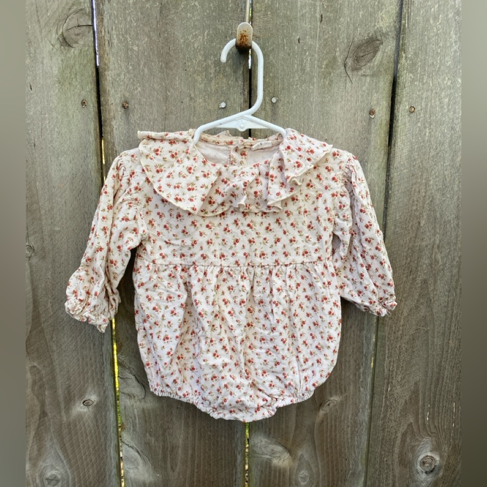 Bunnytail Korean Floral Smocked‎ Baby Blouse 24M Cottagecore Peter Pan Collar